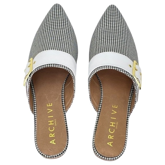 Archive Bond Gingham Checkered Fabric Womens Flat Mules Size 8M - Picture 7 of 16